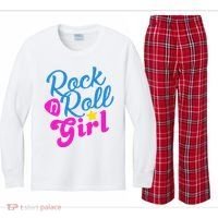 Rock N Roll Girl Cute Gift Kids Long Sleeve Plaid Pajama Set thumb 0
