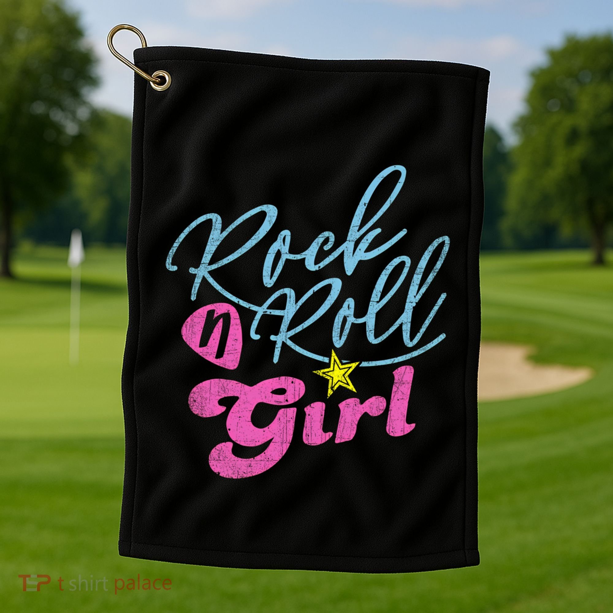 Rock N Roll Girl Purple Darla Golf Towel