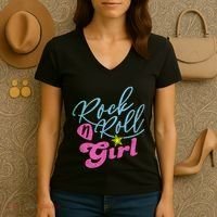 Rock N Roll Girl Purple Darla Women's V-Neck T-Shirt thumb 3