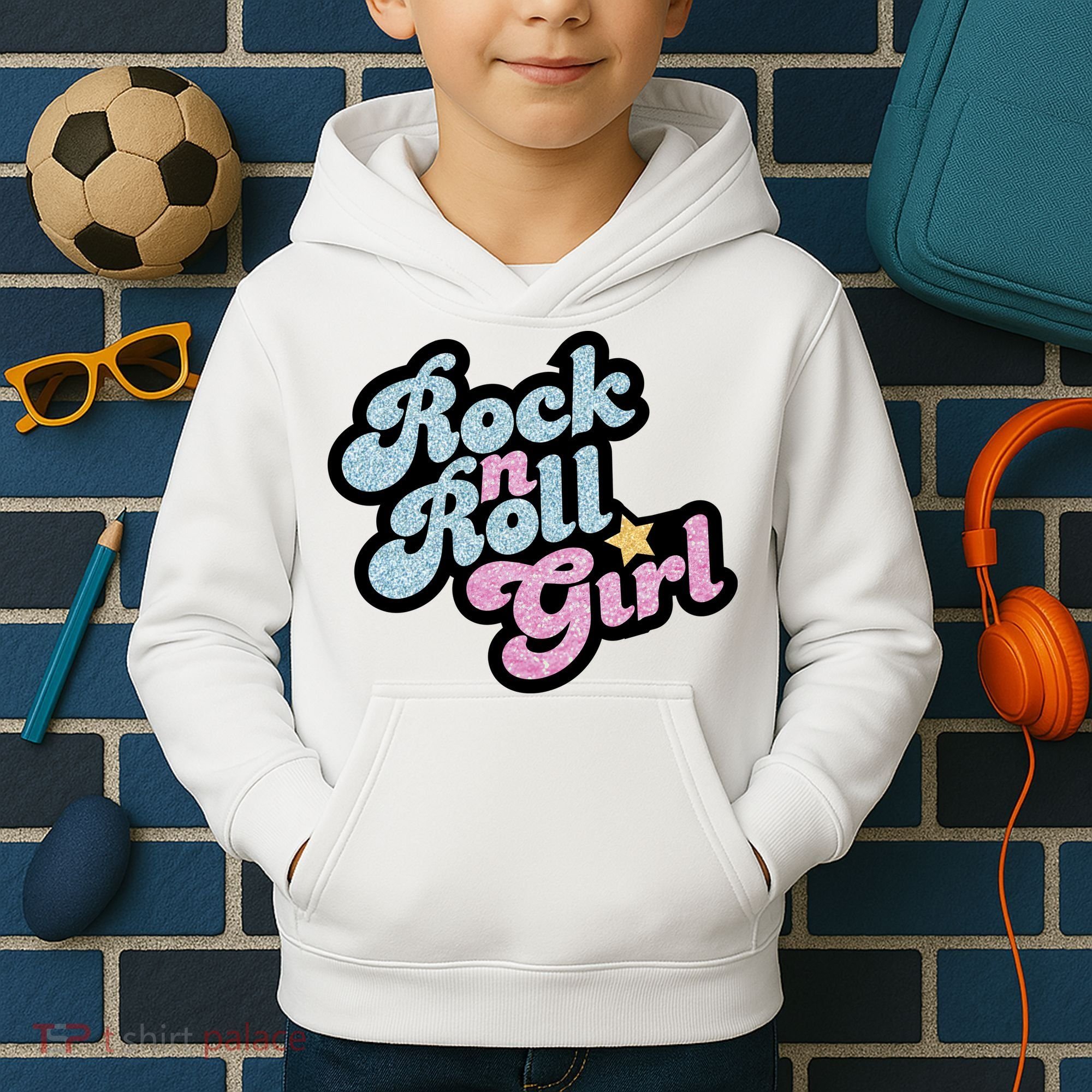 Rock N Roll Girl Kids Hoodie