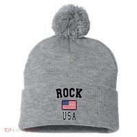 Rock N Roll USA Pom Pom 12in Knit Beanie thumb 0