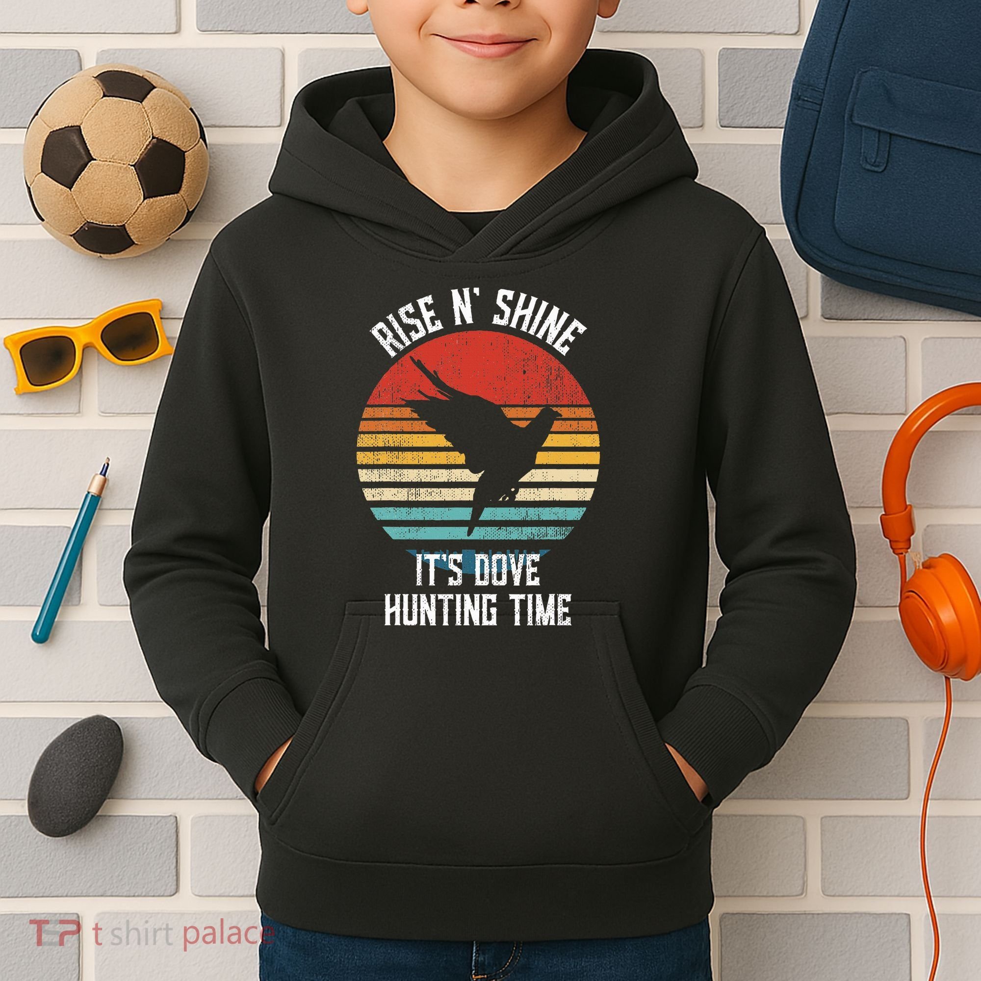 Rise N Shine Its Dove Hunting Time Dove Kids Hoodie