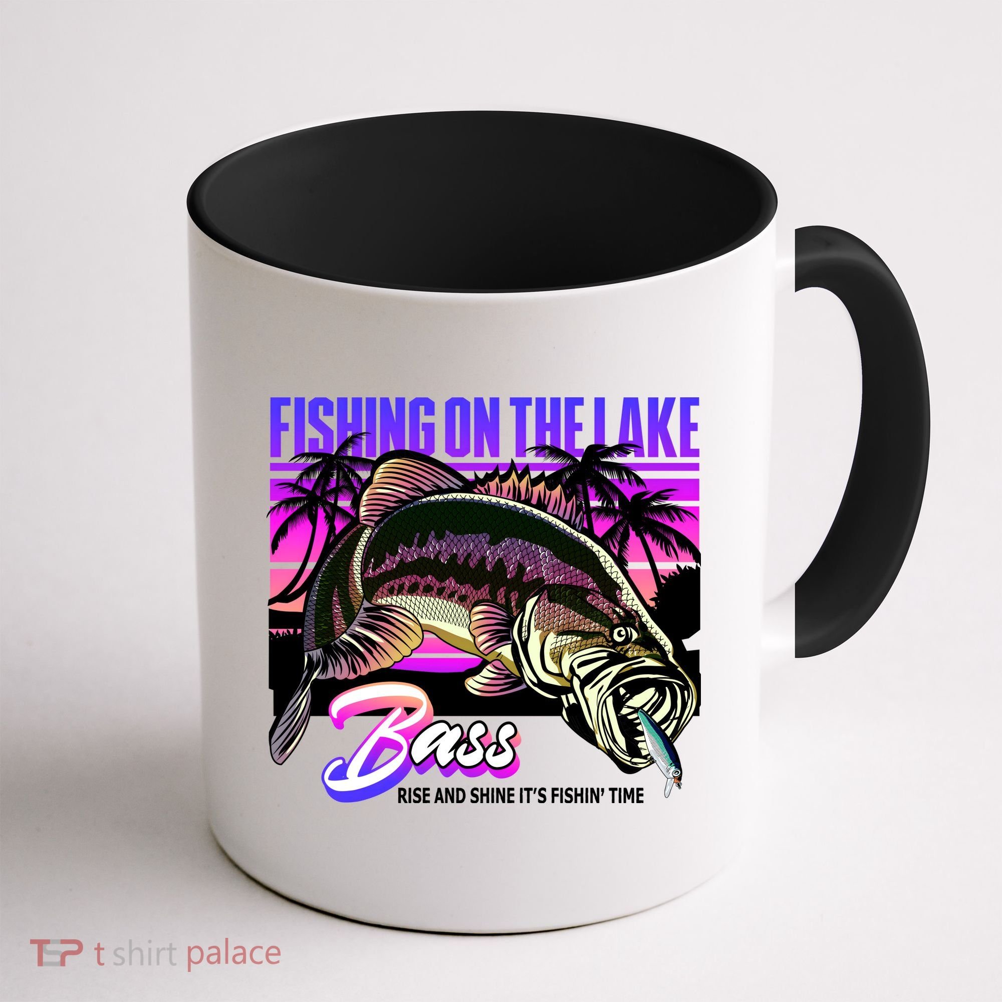 Rise N Shine Its Fishing Time Bass Lake Coffee Mug
