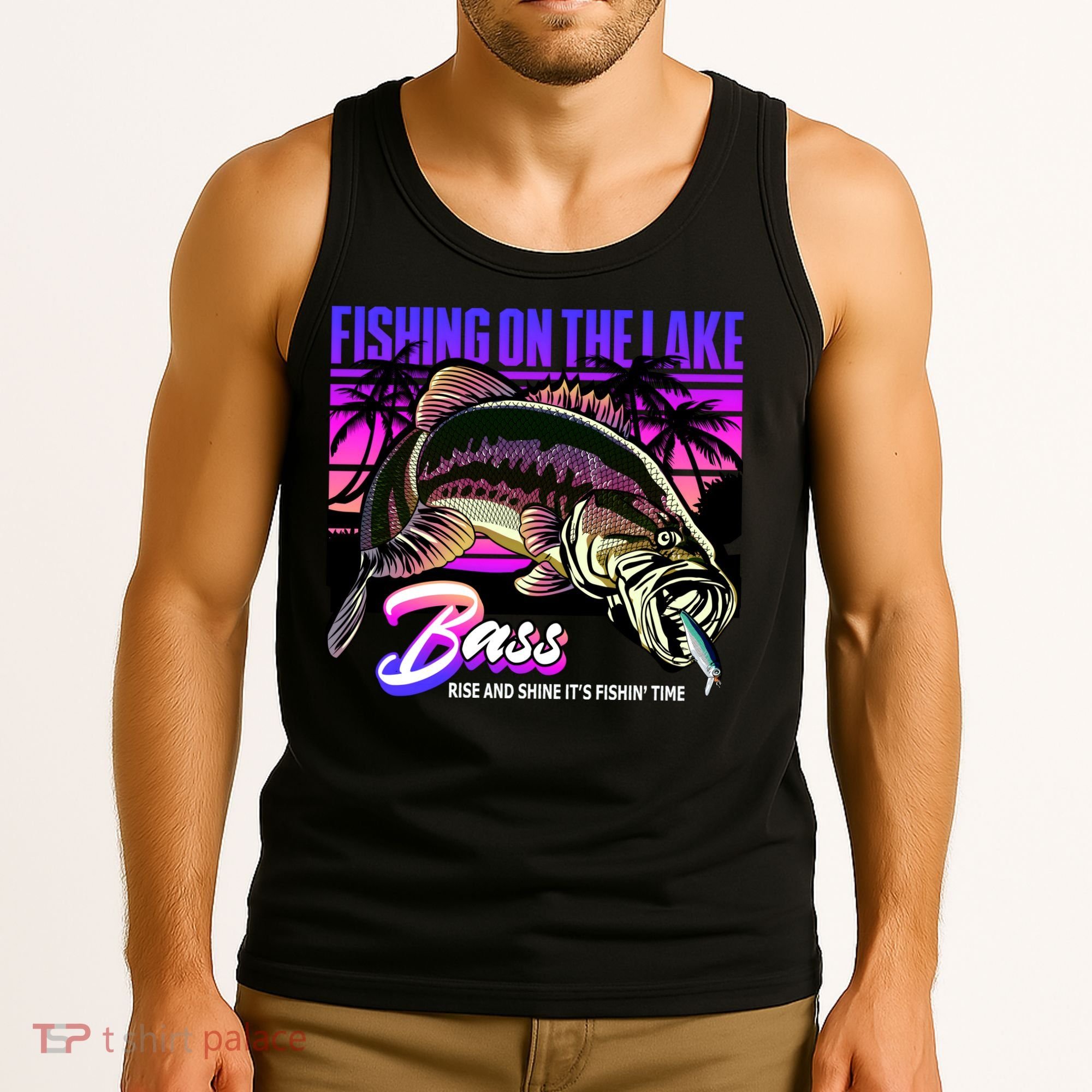 Rise N Shine Its Fishing Time Bass Lake Tank Top