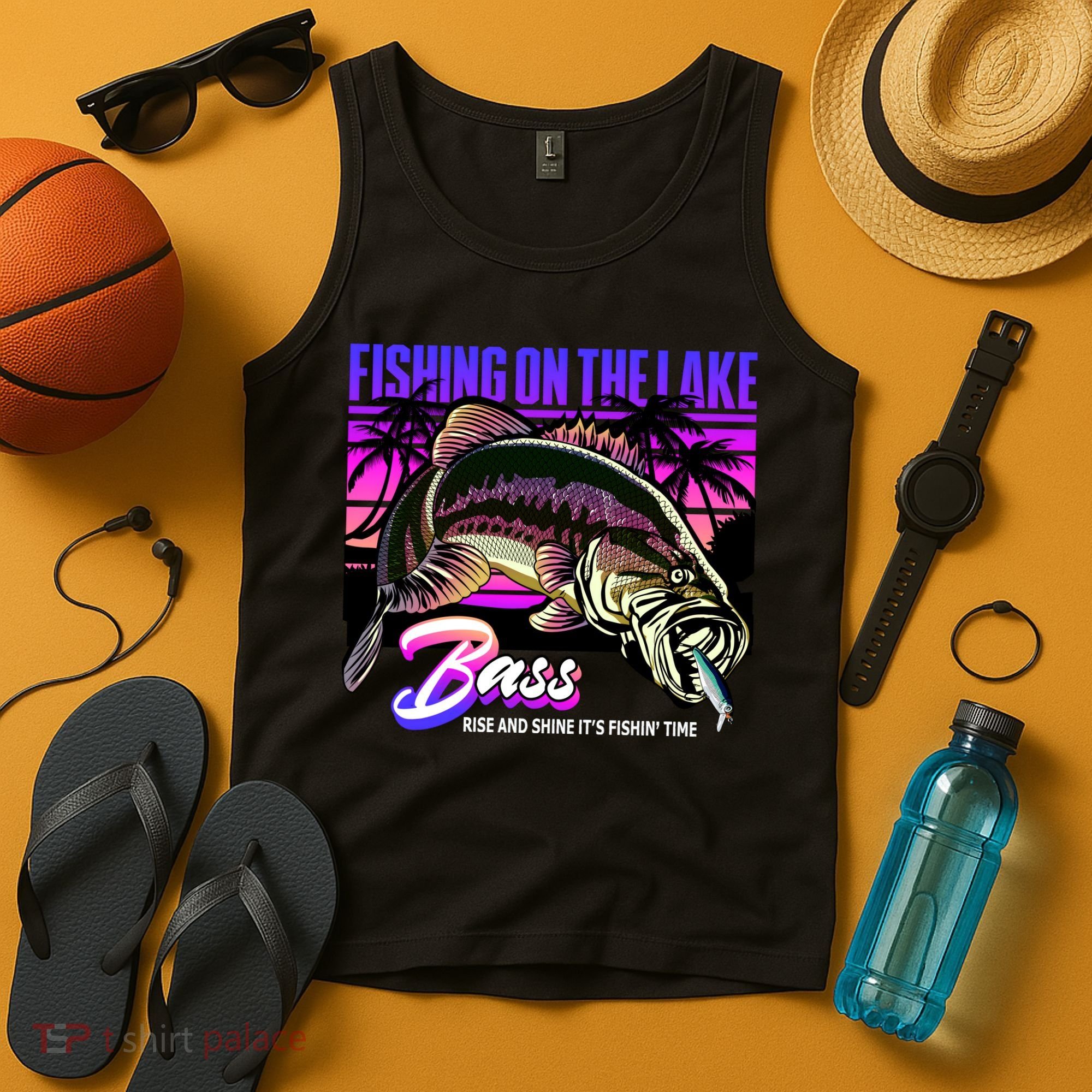 Rise N Shine Its Fishing Time Bass Lake Tank Top