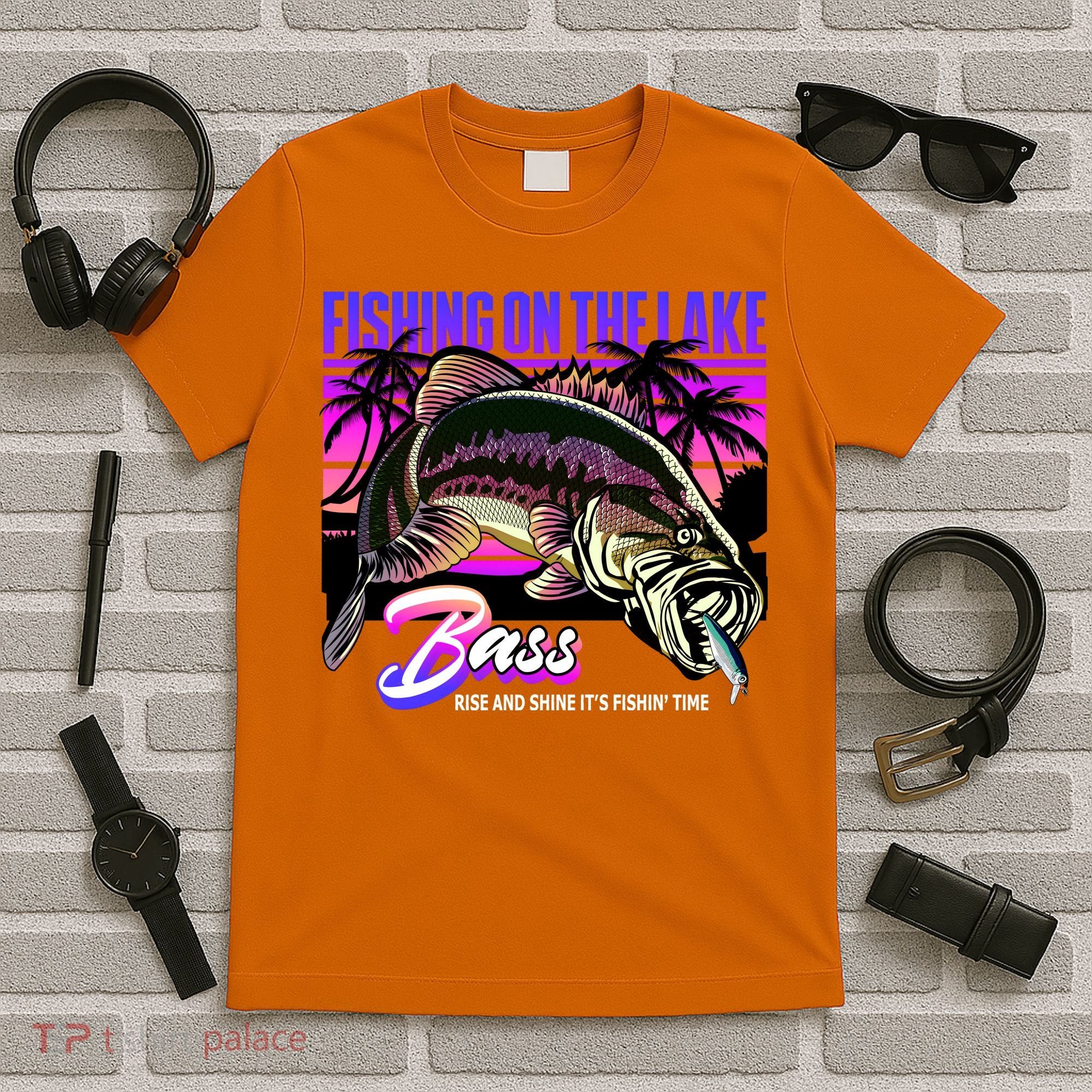 Rise N Shine Its Fishing Time Bass Lake T-Shirt