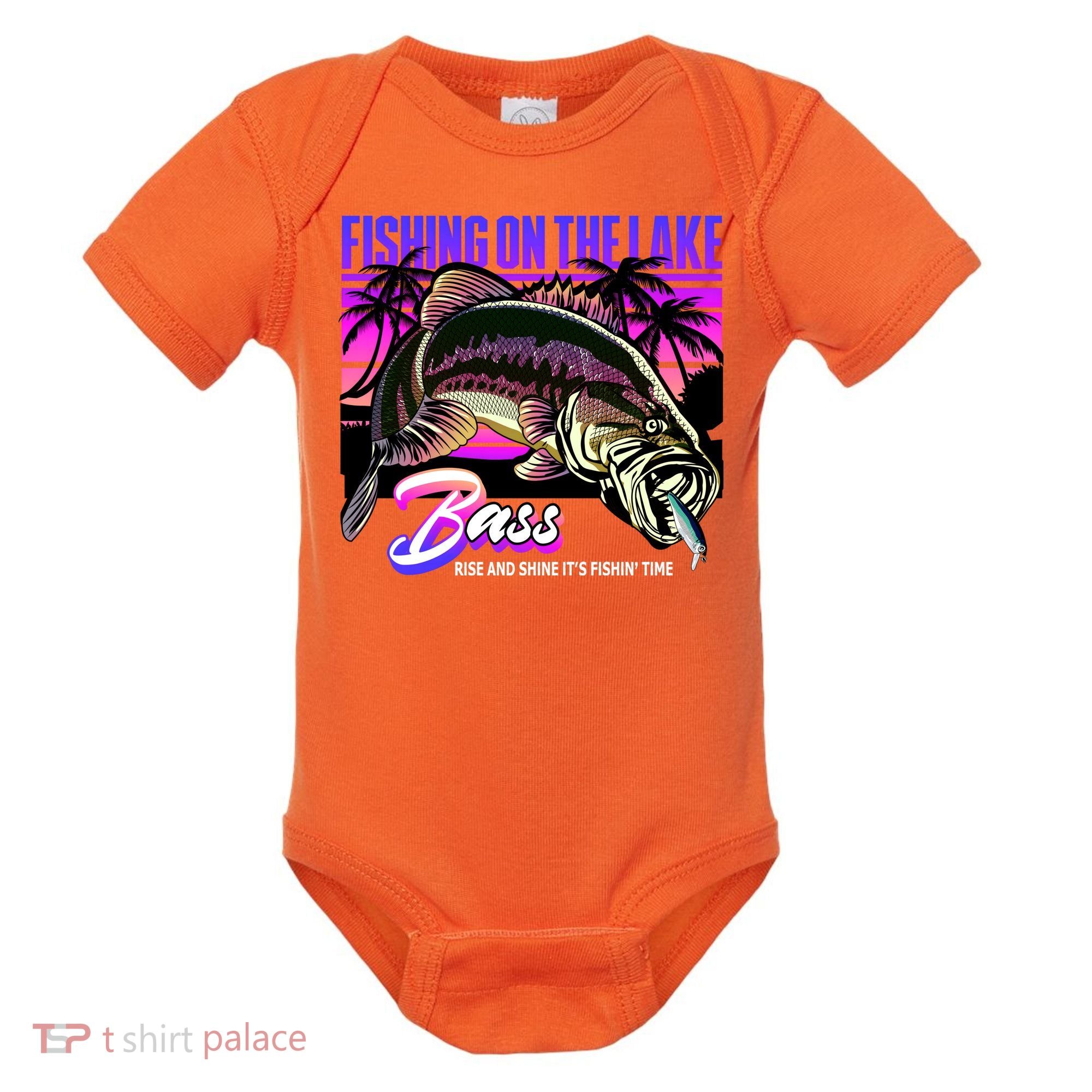 Rise N Shine Its Fishing Time Bass Lake Baby Bodysuit
