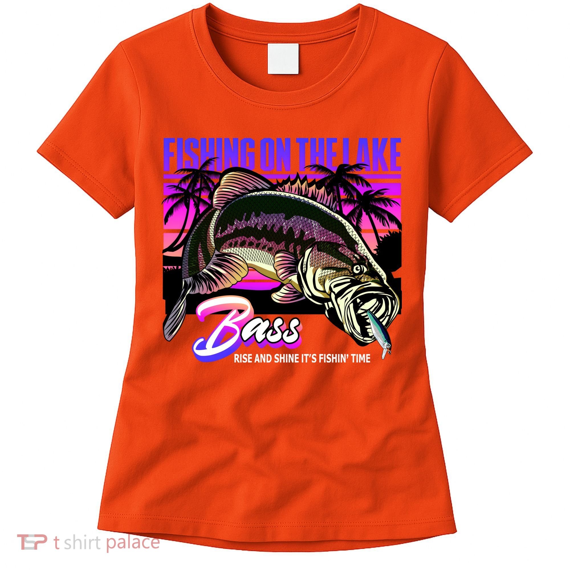 Rise N Shine Its Fishing Time Bass Lake Women's T-Shirt