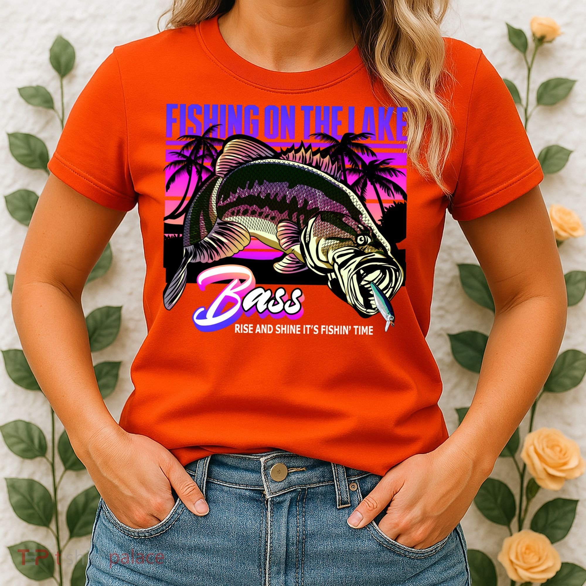 Rise N Shine Its Fishing Time Bass Lake Women's T-Shirt
