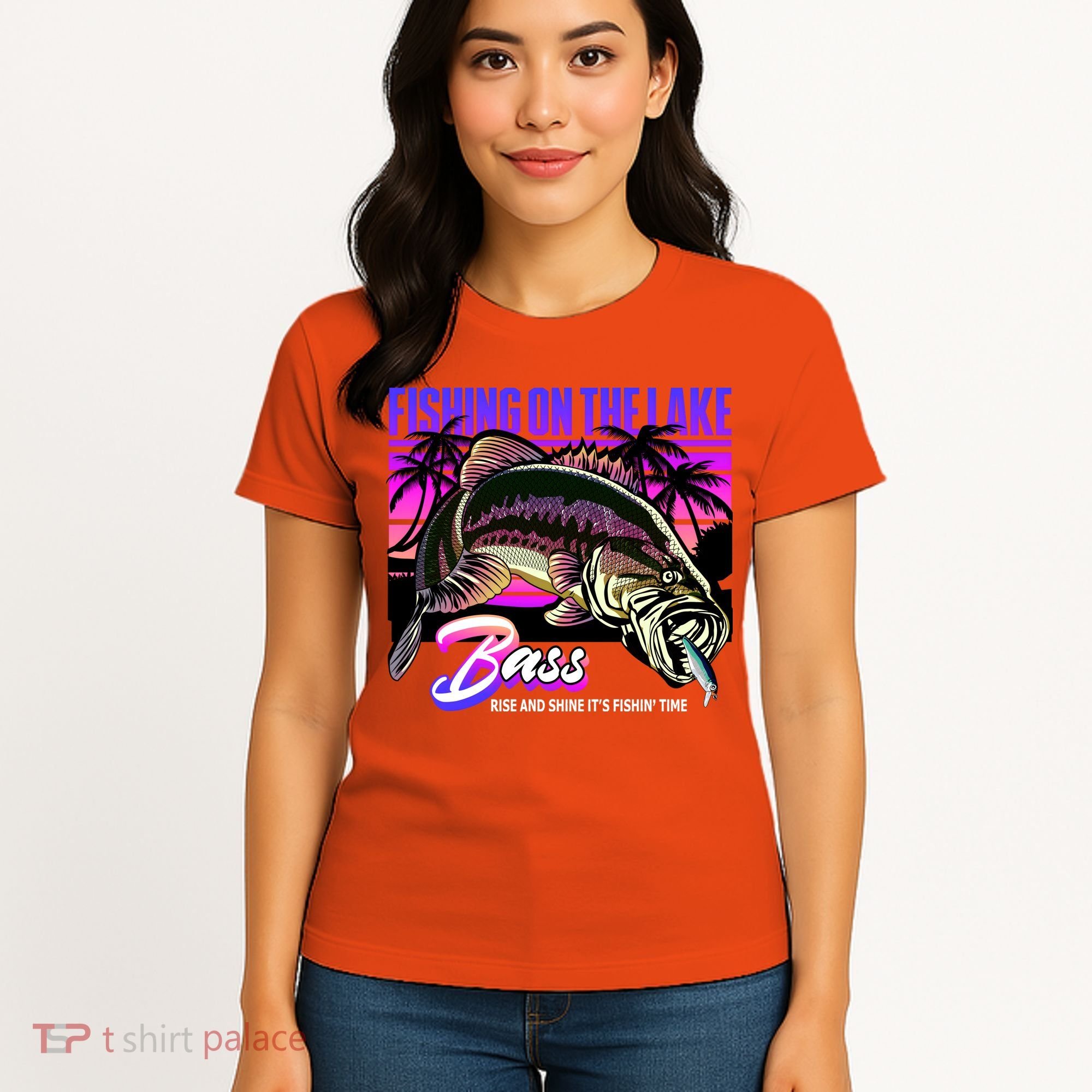 Rise N Shine Its Fishing Time Bass Lake Women's T-Shirt