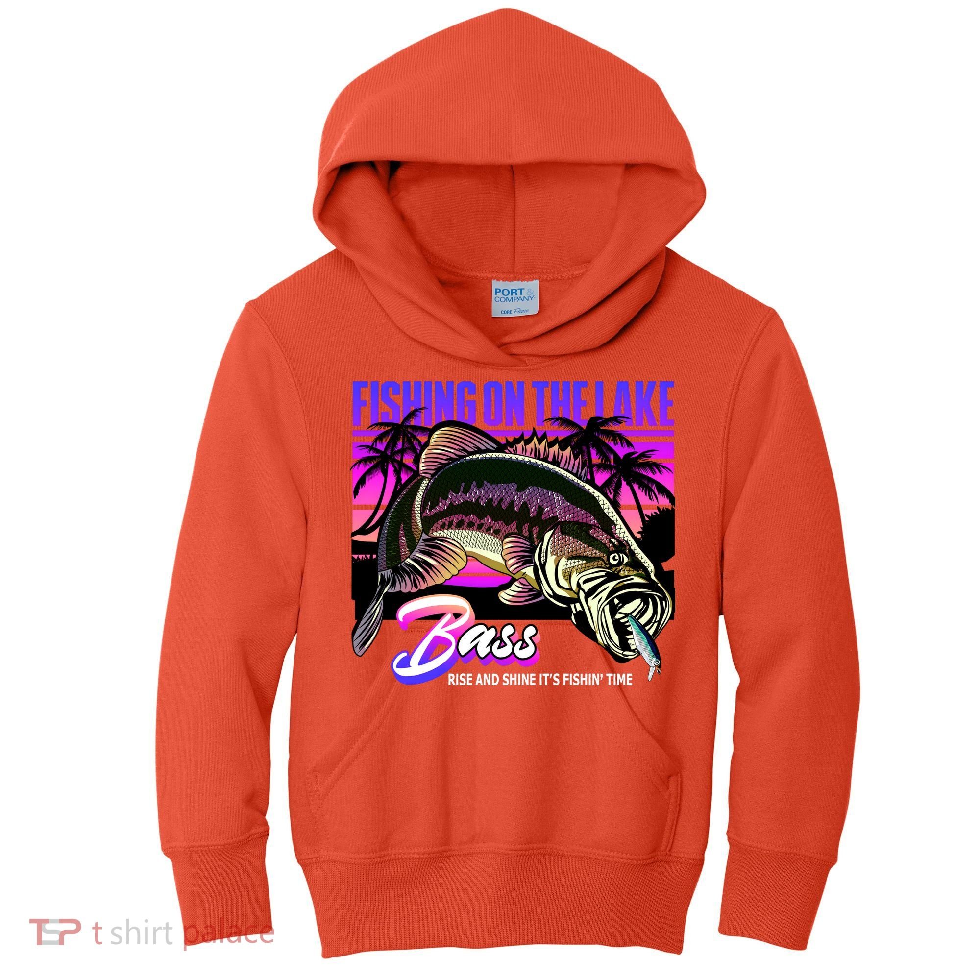 Rise N Shine Its Fishing Time Bass Lake Kids Hoodie