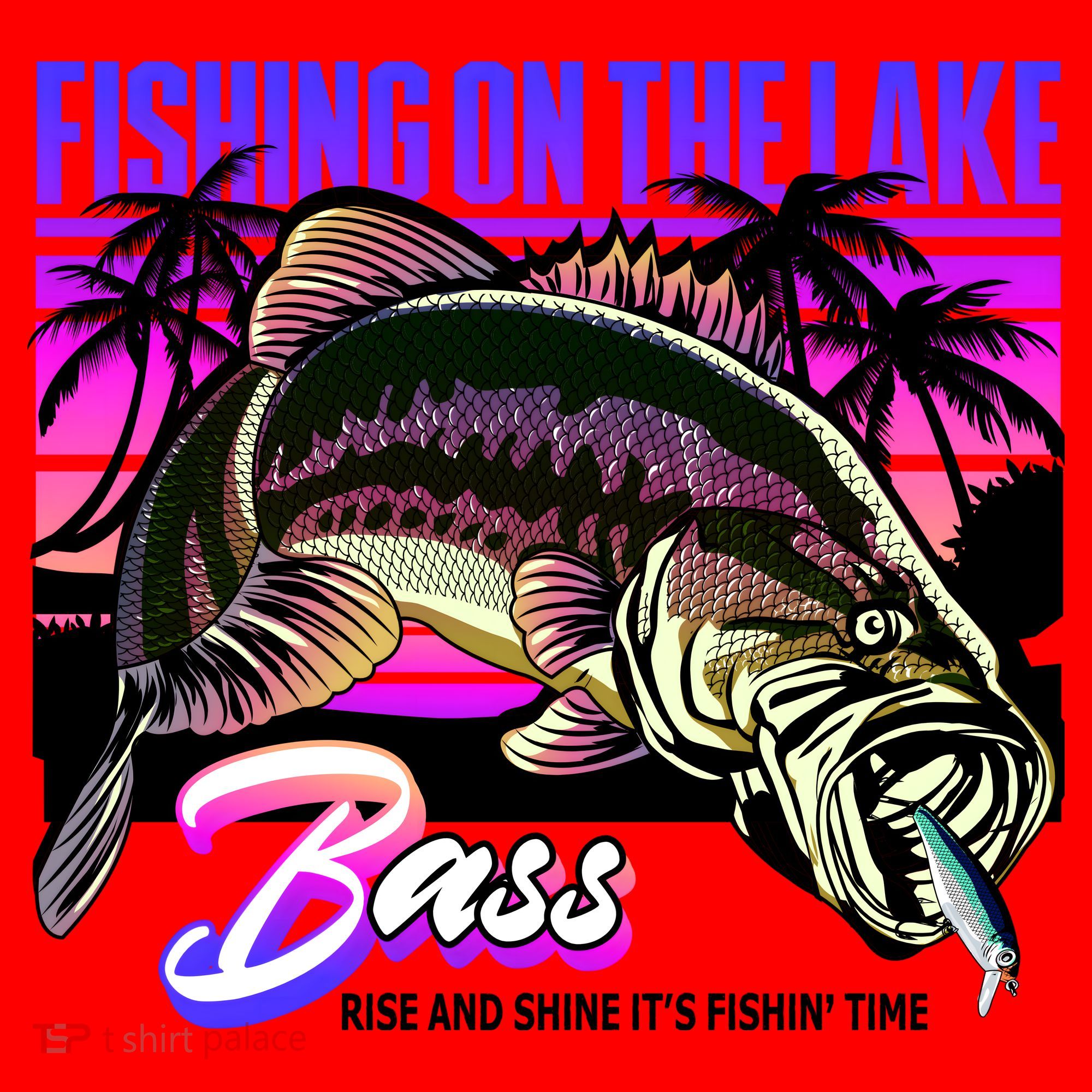 Rise N Shine Its Fishing Time Bass Lake Santa Hat