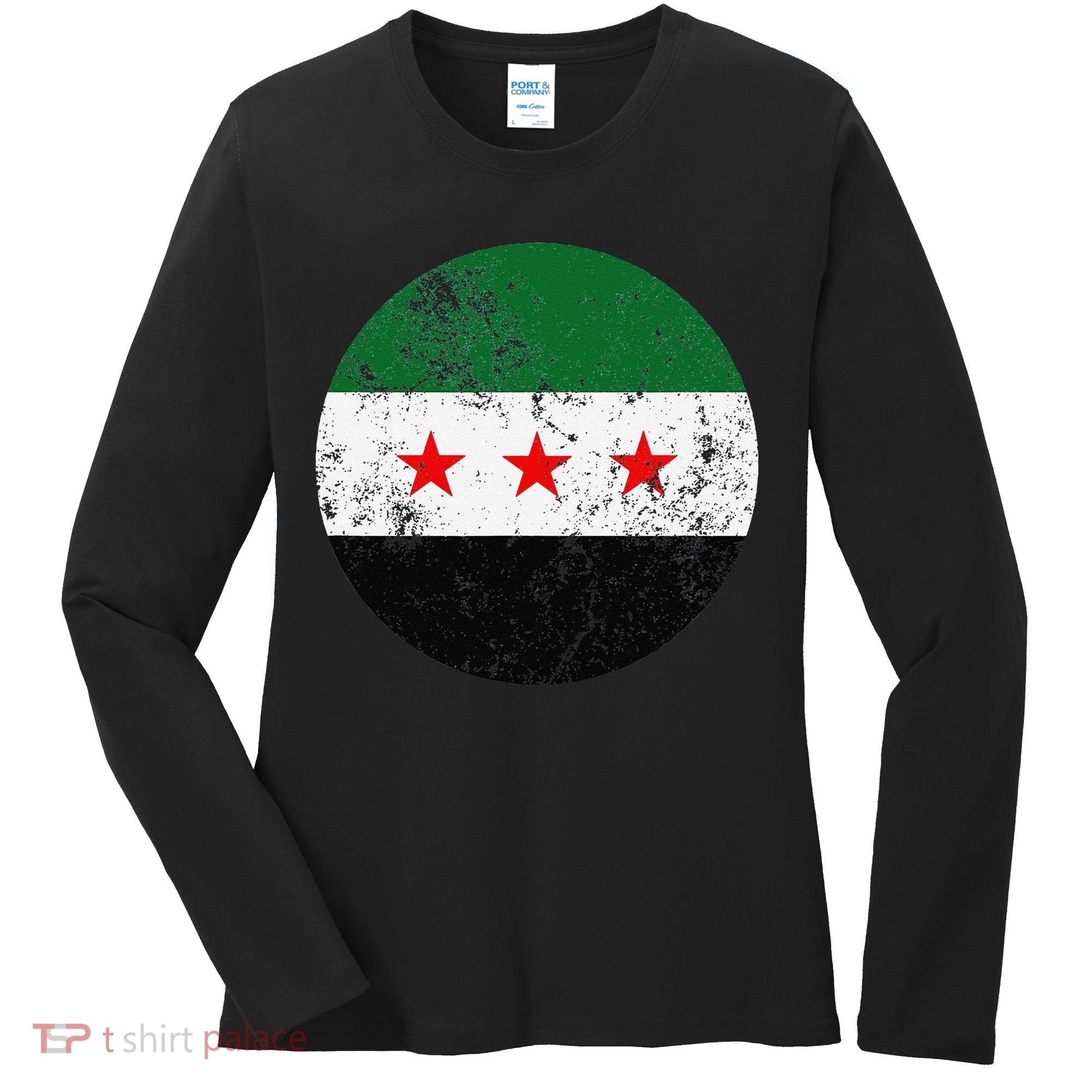 Retro New Syrian Flag Free Syria Freedom Women's Long Sleeve Shirt