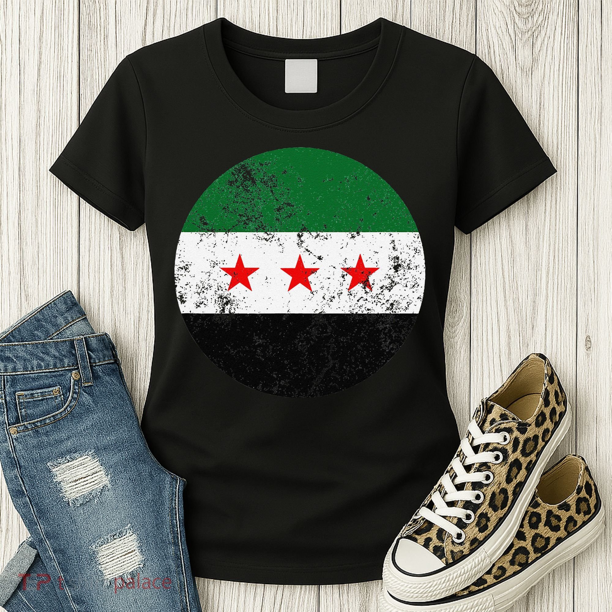 Retro New Syrian Flag Free Syria Freedom Women's T-Shirt