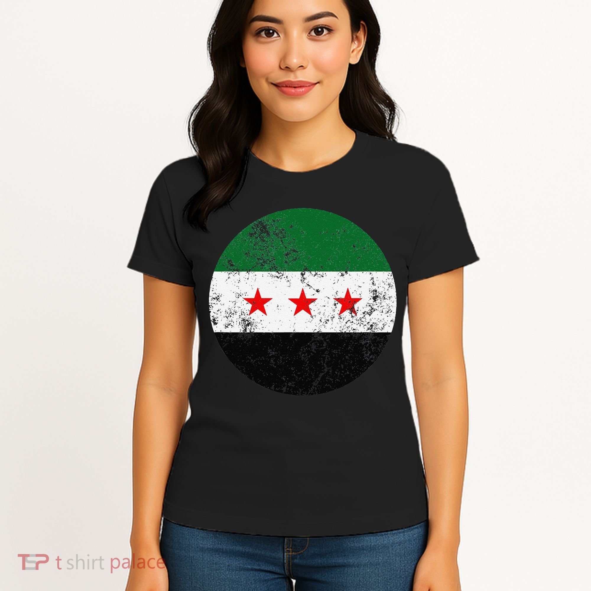 Retro New Syrian Flag Free Syria Freedom Women's T-Shirt