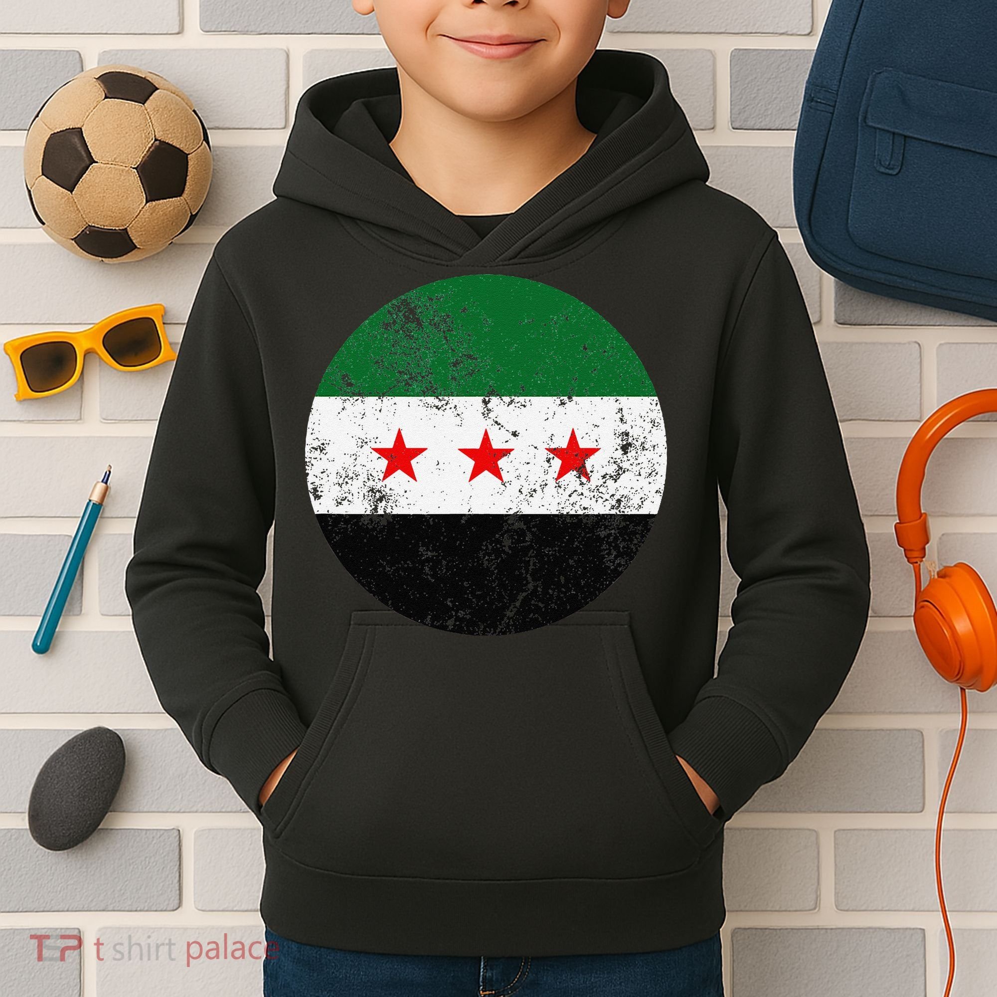 Retro New Syrian Flag Free Syria Freedom Kids Hoodie