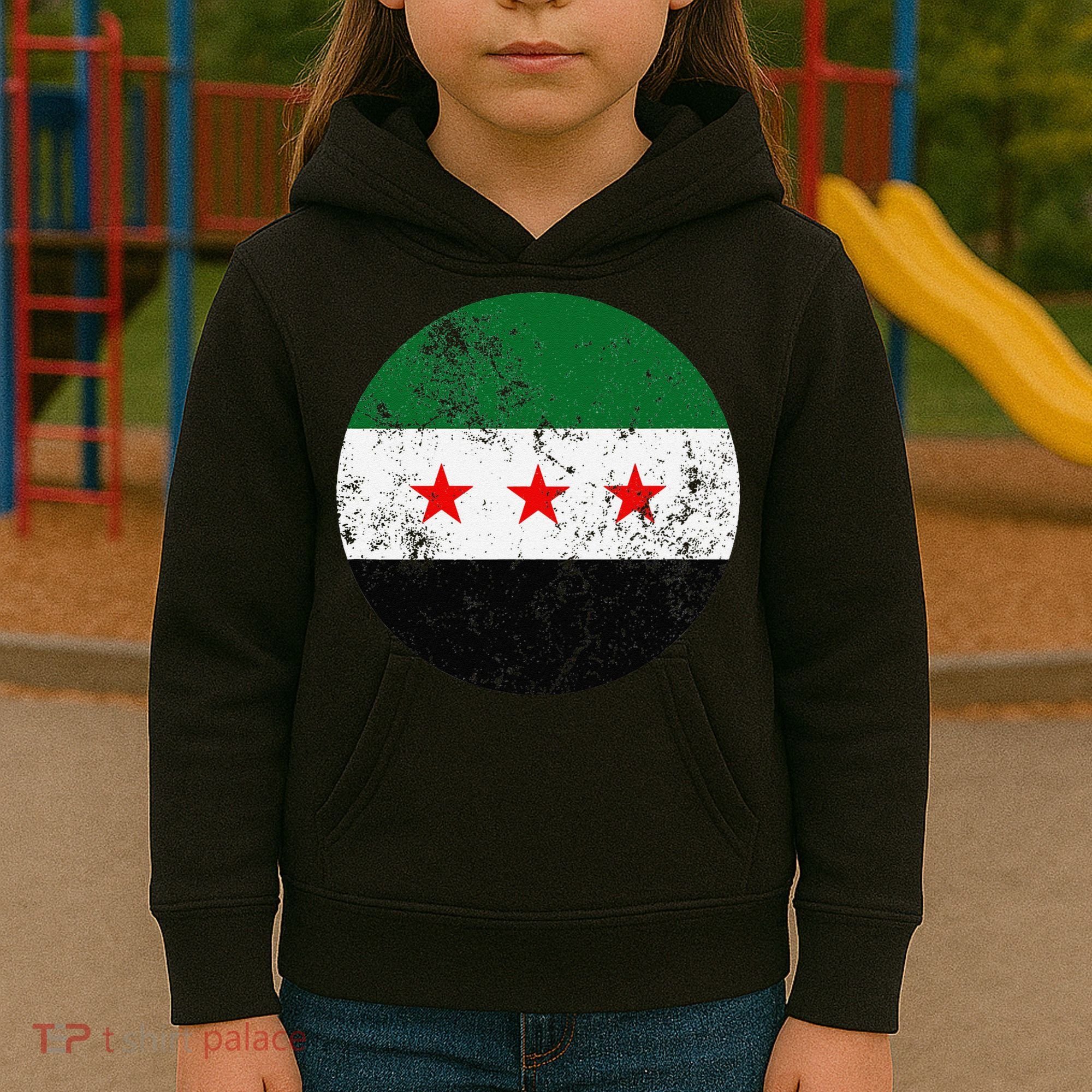 Retro New Syrian Flag Free Syria Freedom Kids Hoodie