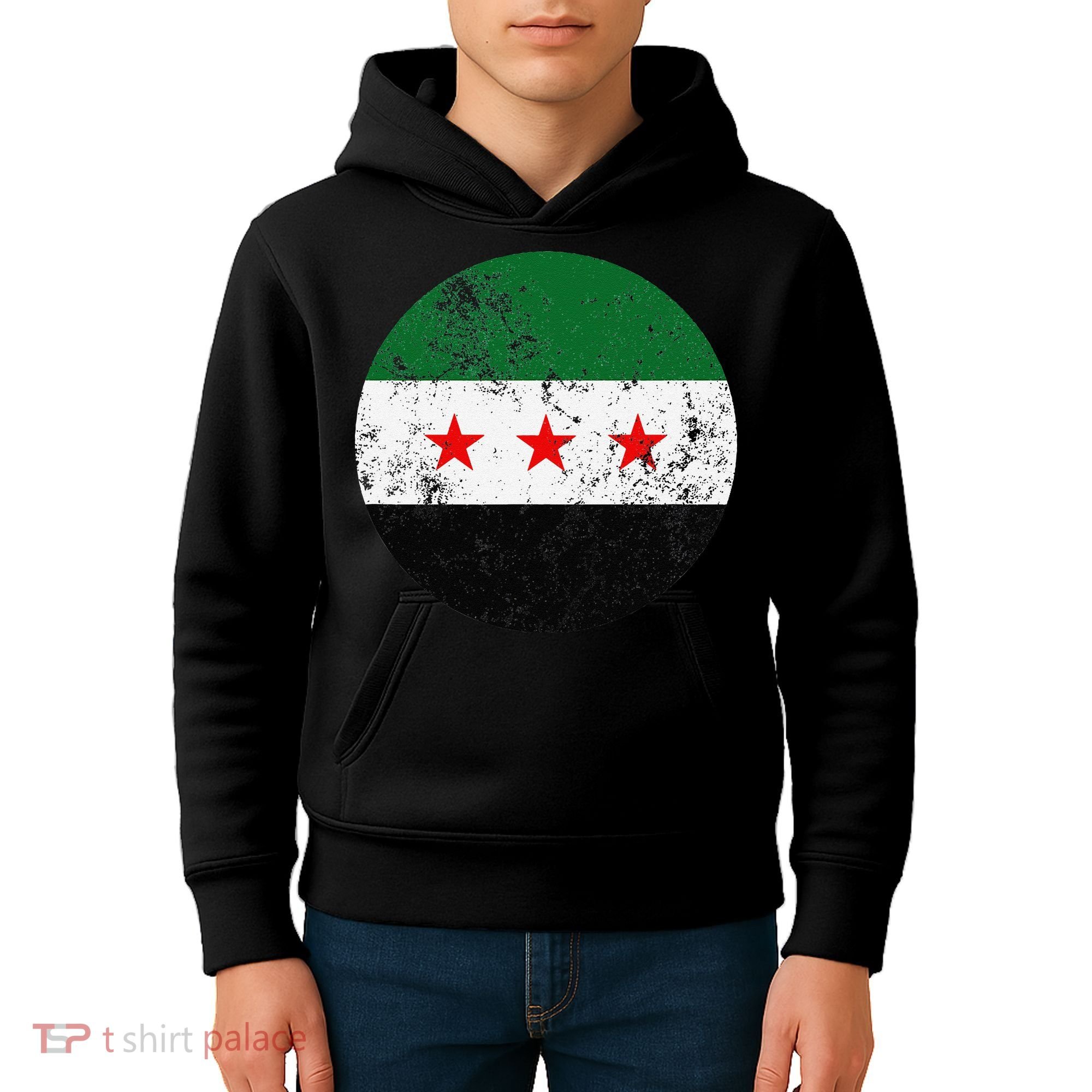 Retro New Syrian Flag Free Syria Freedom Kids Hoodie