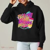 Retro Neon Teach Love Inspire #Teacher Life Ladies Heavyweight Boxy Pullover Hoodie thumb 0