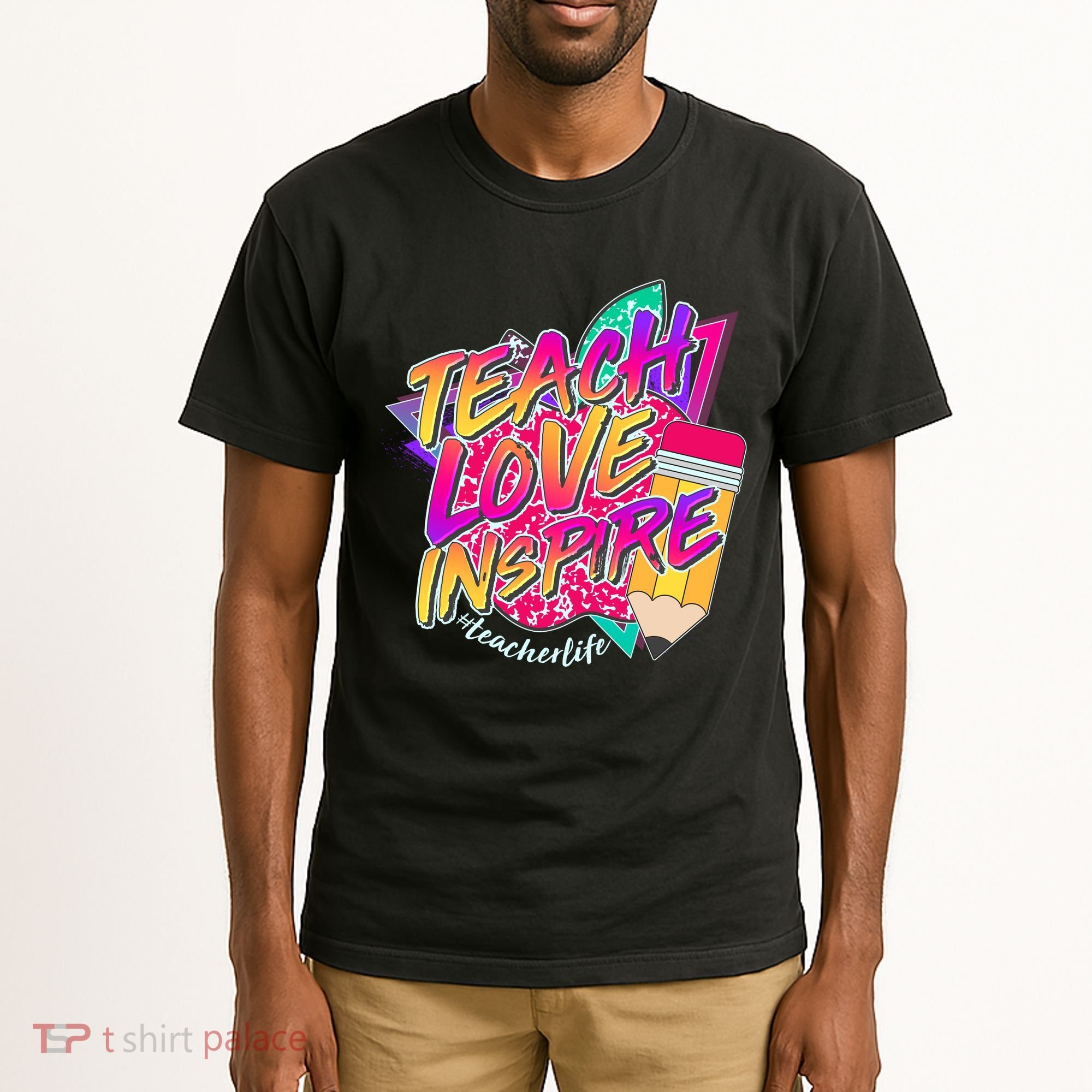 Retro Neon Teach Love Inspire #Teacher Life Tall T-Shirt