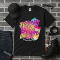 Retro Neon Teach Love Inspire #Teacher Life Tall T-Shirt thumb 3