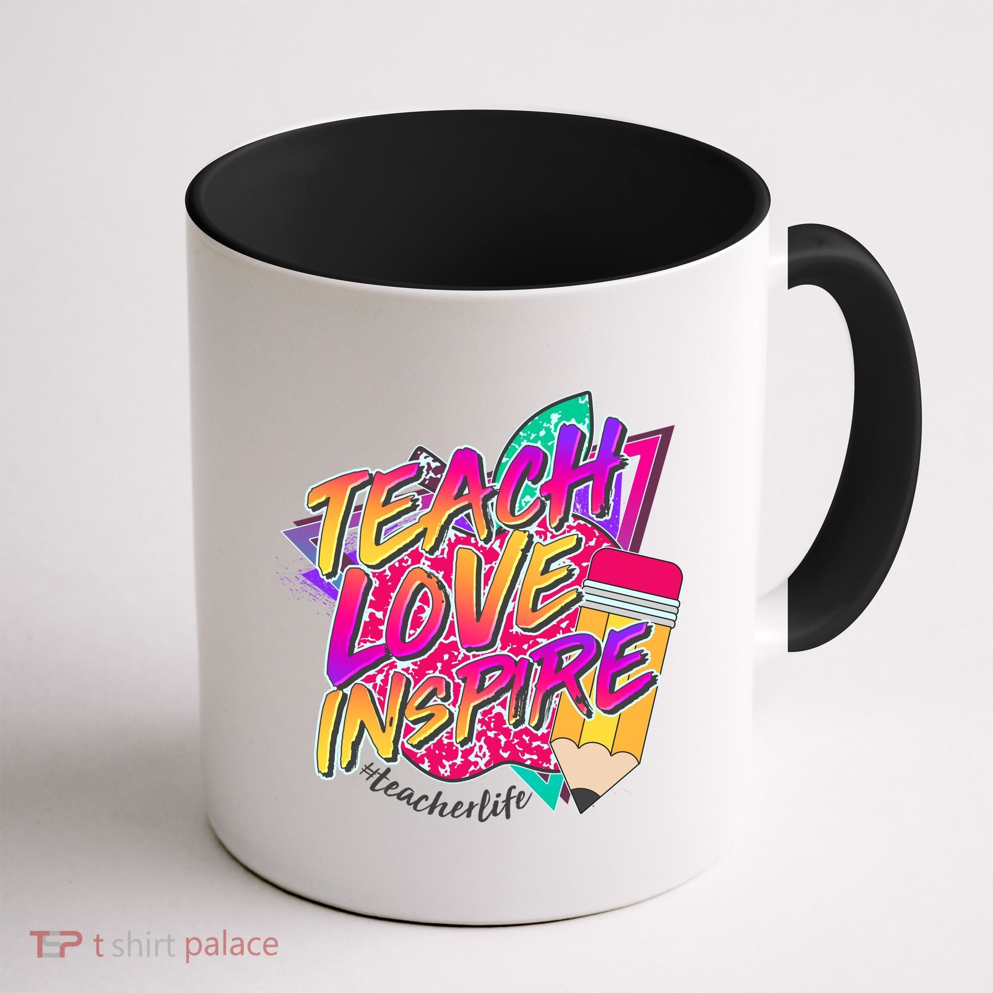 Retro Neon Teach Love Inspire #Teacher Life Coffee Mug