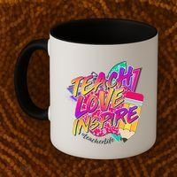 Retro Neon Teach Love Inspire #Teacher Life Coffee Mug thumb 2