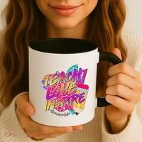 Retro Neon Teach Love Inspire #Teacher Life Coffee Mug thumb 3