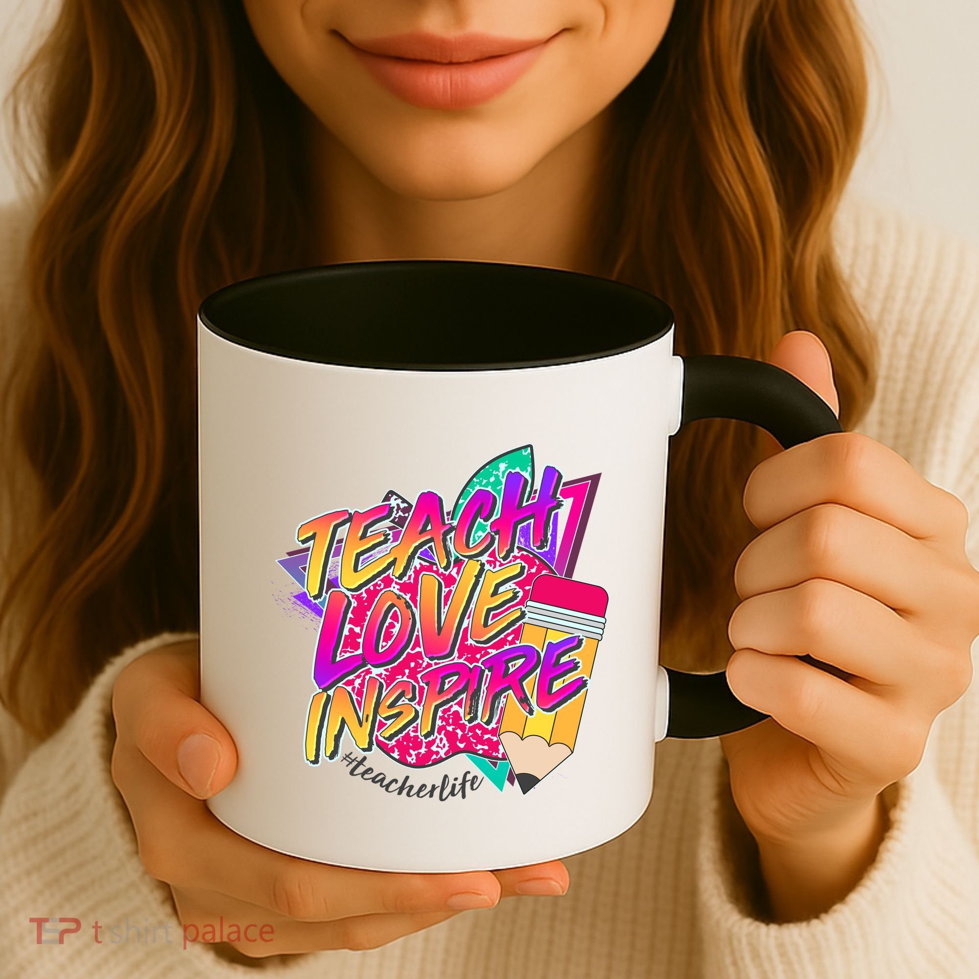 Retro Neon Teach Love Inspire #Teacher Life Coffee Mug
