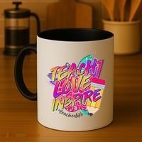 Retro Neon Teach Love Inspire #Teacher Life Coffee Mug thumb 4