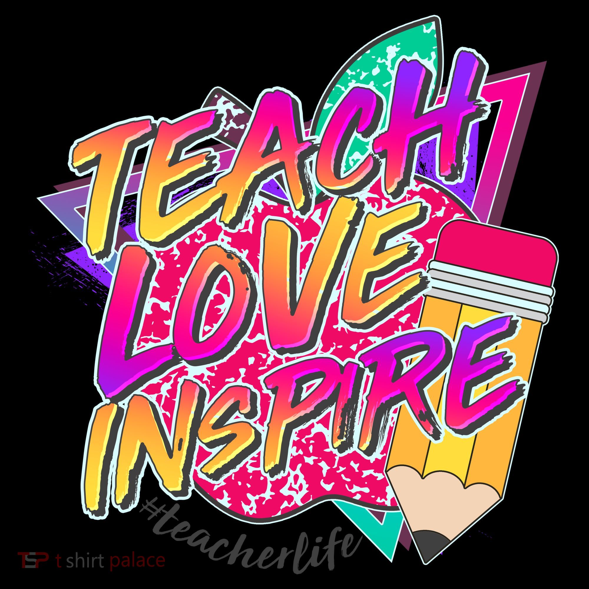 Retro Neon Teach Love Inspire #Teacher Life Coffee Mug
