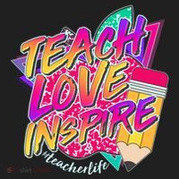 Retro Neon Teach Love Inspire #Teacher Life Hat thumb 2