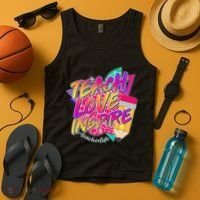 Retro Neon Teach Love Inspire #Teacher Life Tank Top thumb 4