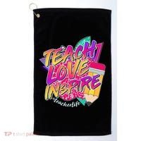 Retro Neon Teach Love Inspire #Teacher Life Golf Towel thumb 0