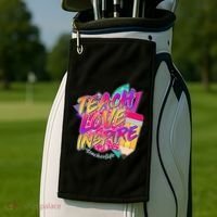 Retro Neon Teach Love Inspire #Teacher Life Golf Towel thumb 2