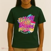 Retro Neon Teach Love Inspire #Teacher Life T-Shirt thumb 4