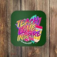 Retro Neon Teach Love Inspire #Teacher Life Coaster thumb 0