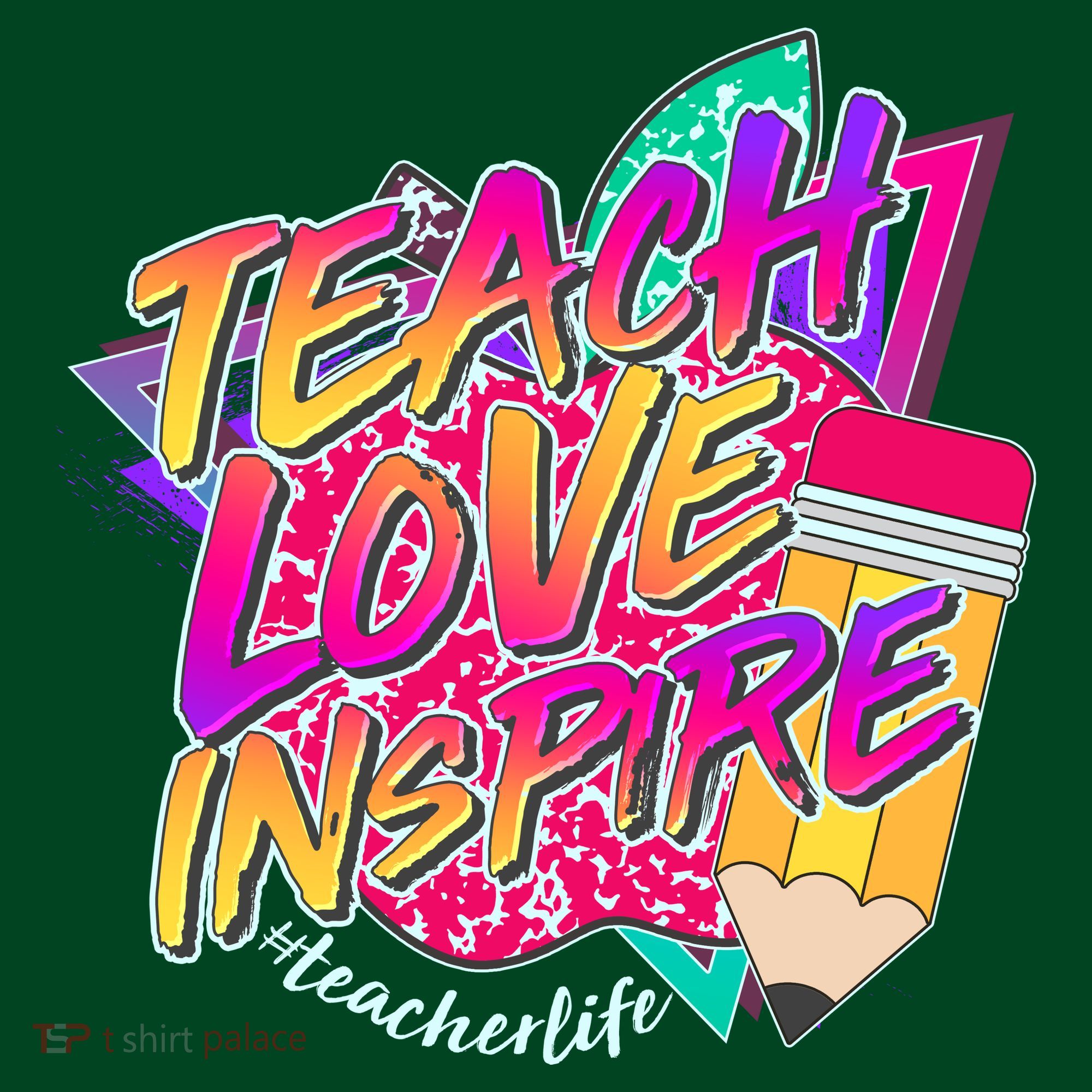 Retro Neon Teach Love Inspire #Teacher Life Mousepad