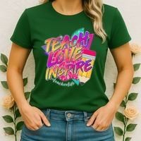 Retro Neon Teach Love Inspire #Teacher Life Women's T-Shirt thumb 2