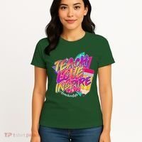 Retro Neon Teach Love Inspire #Teacher Life Women's T-Shirt thumb 4