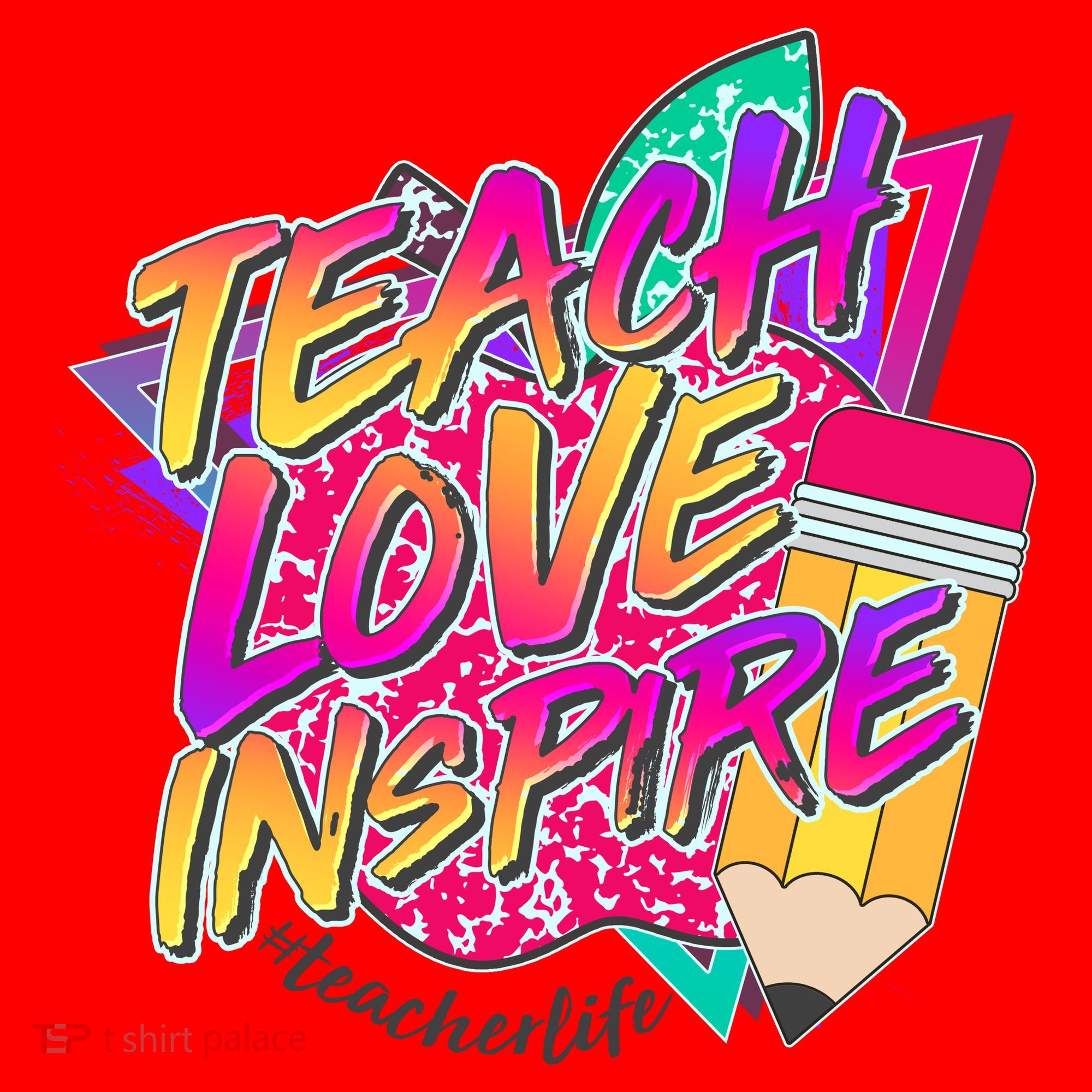 Retro Neon Teach Love Inspire #Teacher Life Santa Hat