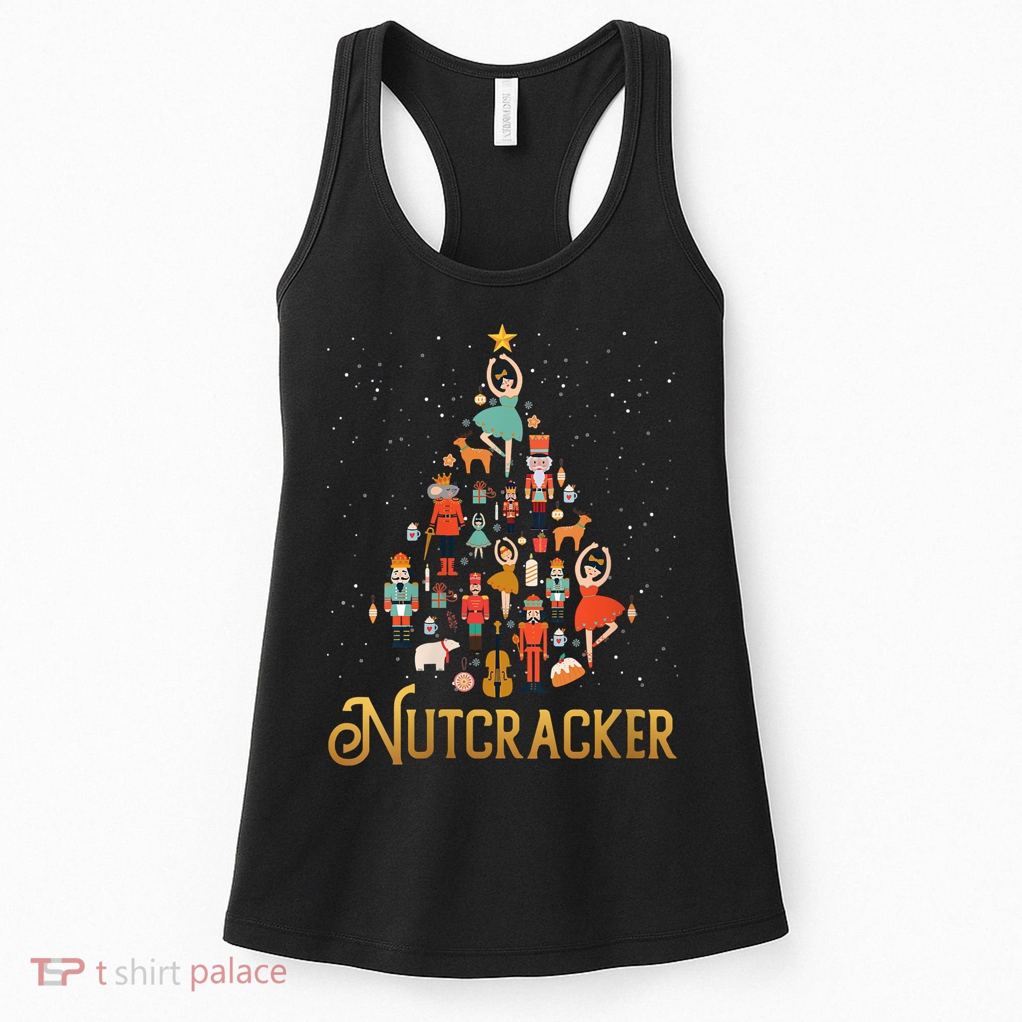 Retro Nutcracker Tree Ballet Dance Family Christmas Pajama Women's Tank Top