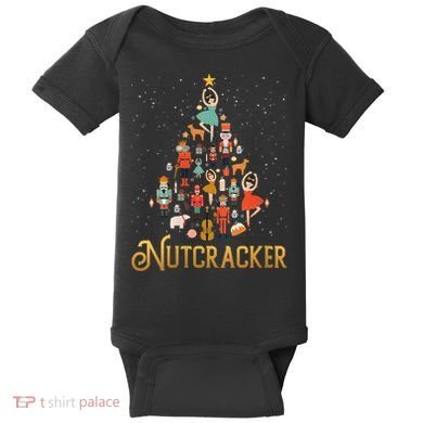 Retro Nutcracker Tree Ballet Dance Family Christmas Pajama Baby Bodysuit