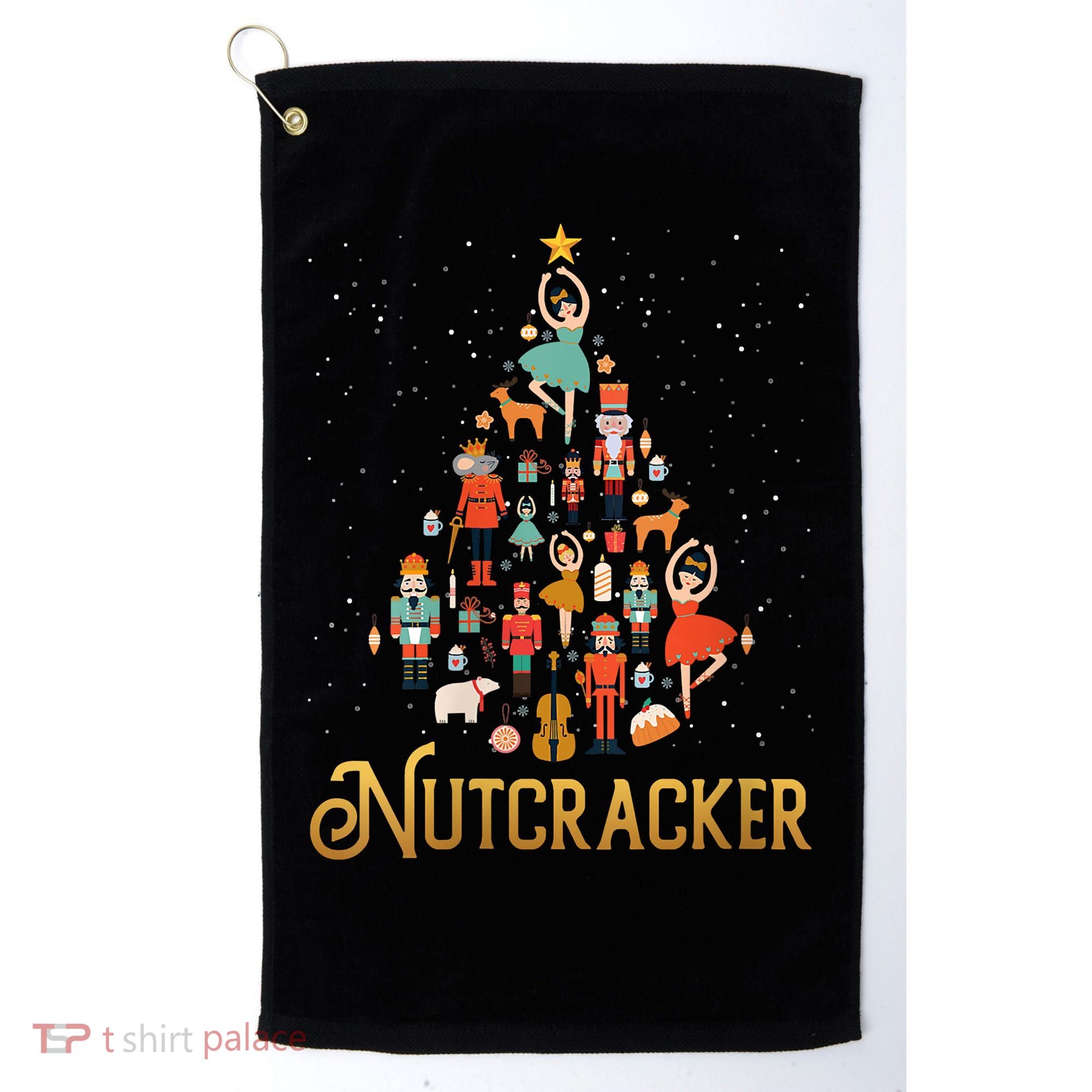 Retro Nutcracker Tree Ballet Dance Family Christmas Pajama Golf Towel