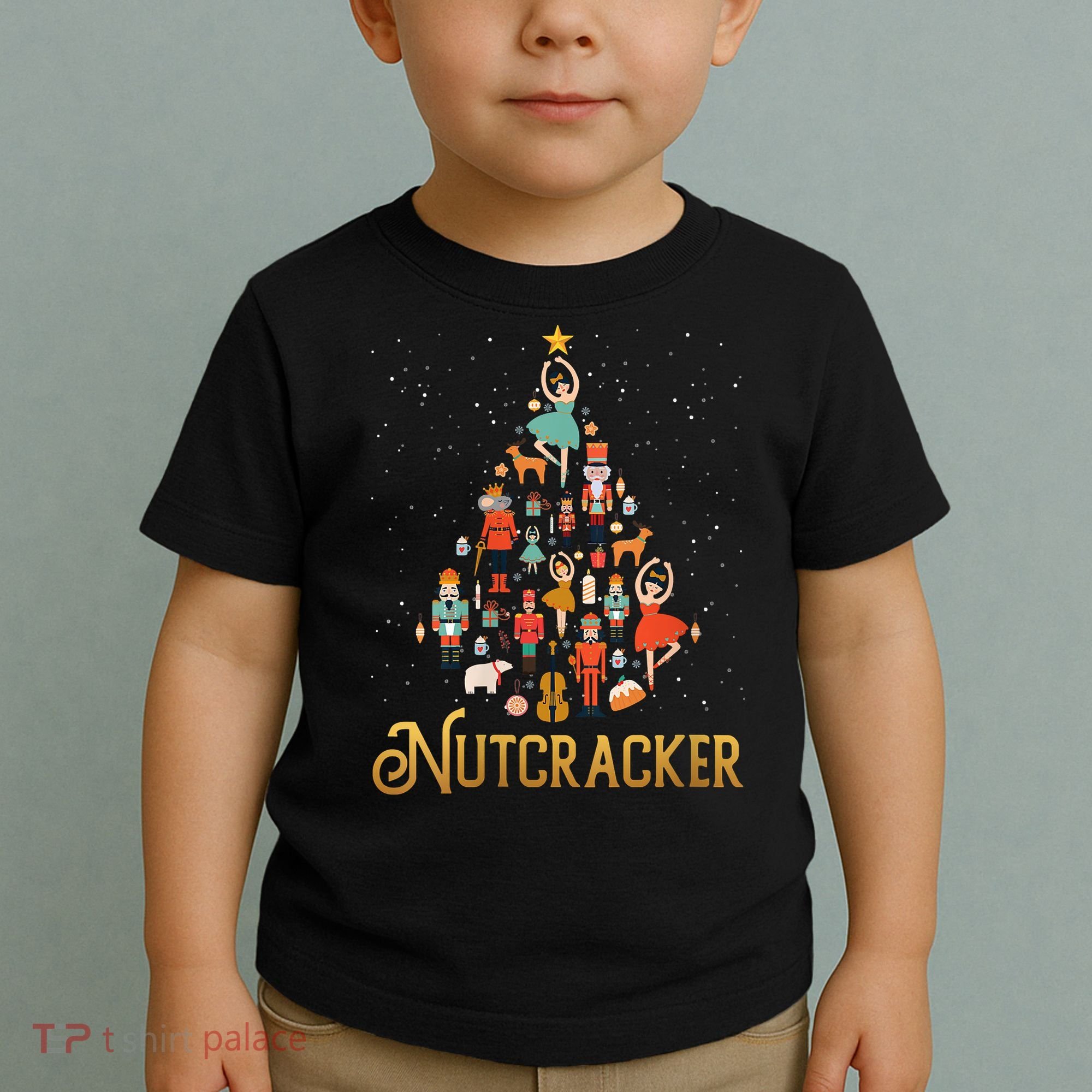 Retro Nutcracker Tree Ballet Dance Family Christmas Pajama Toddler T-Shirt