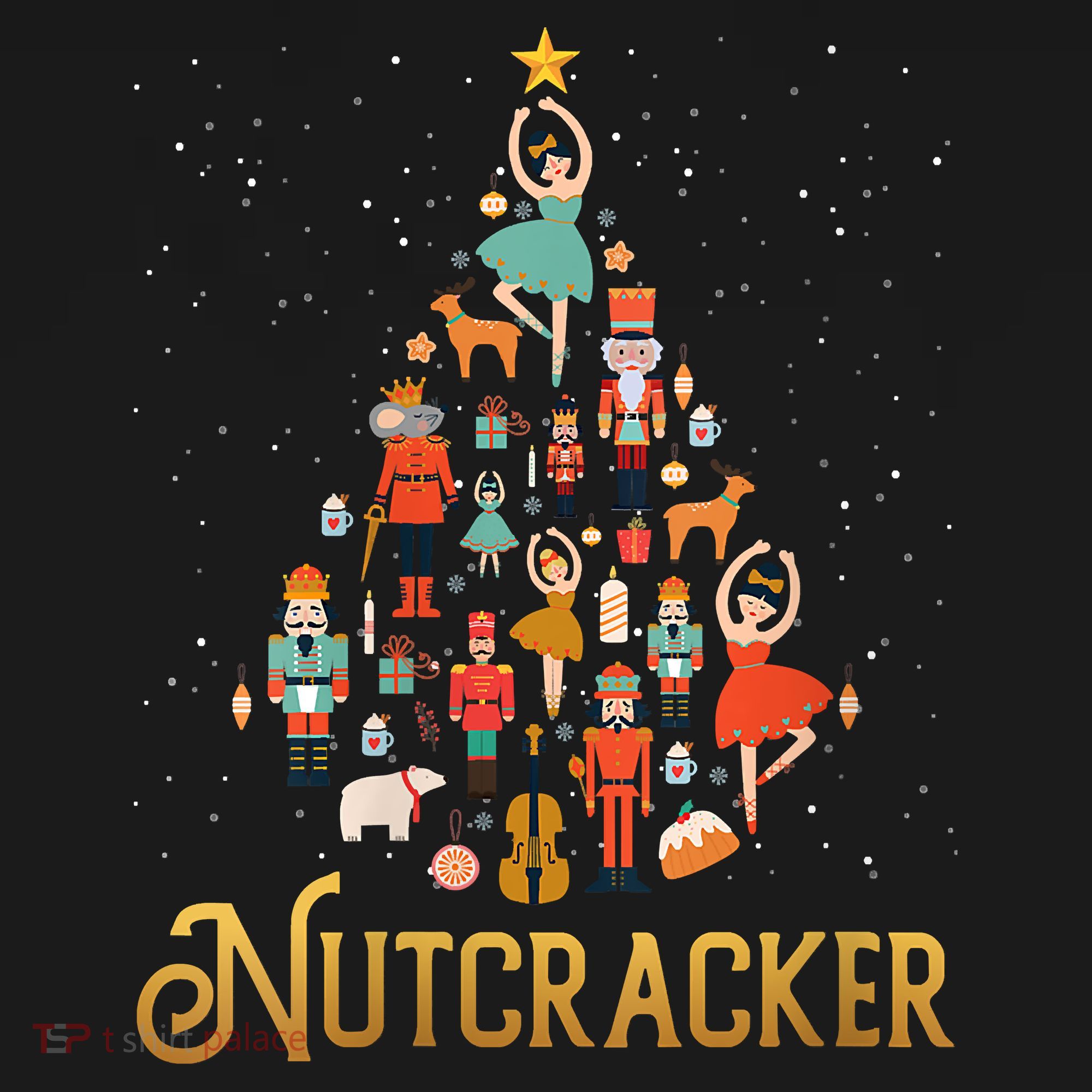 Retro Nutcracker Tree Ballet Dance Family Christmas Pajama Kids Sweatshirt