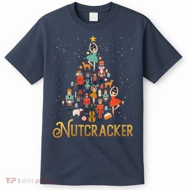 Retro Nutcracker Tree Ballet Dance Family Christmas Pajama T-Shirt