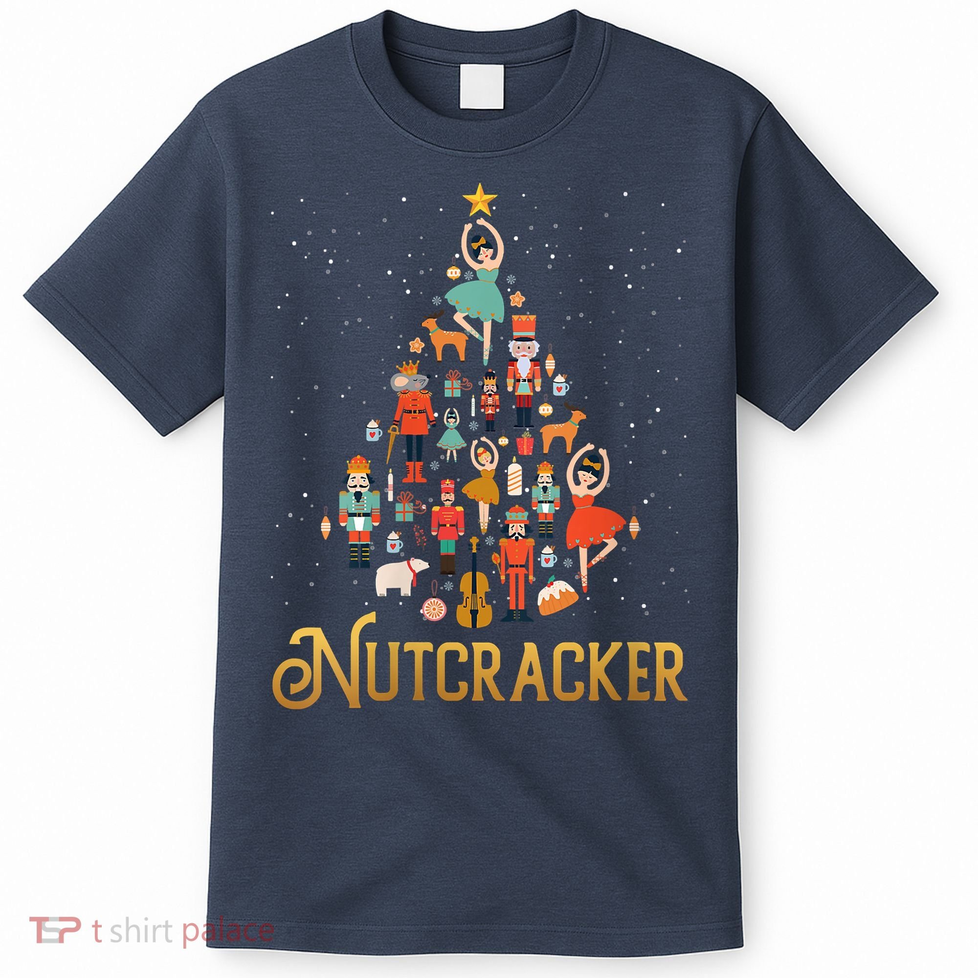 Retro Nutcracker Tree Ballet Dance Family Christmas Pajama T-Shirt