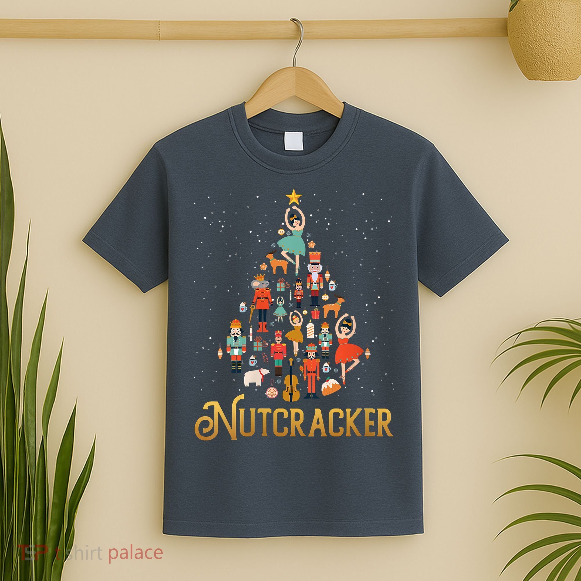 Retro Nutcracker Tree Ballet Dance Family Christmas Pajama T-Shirt