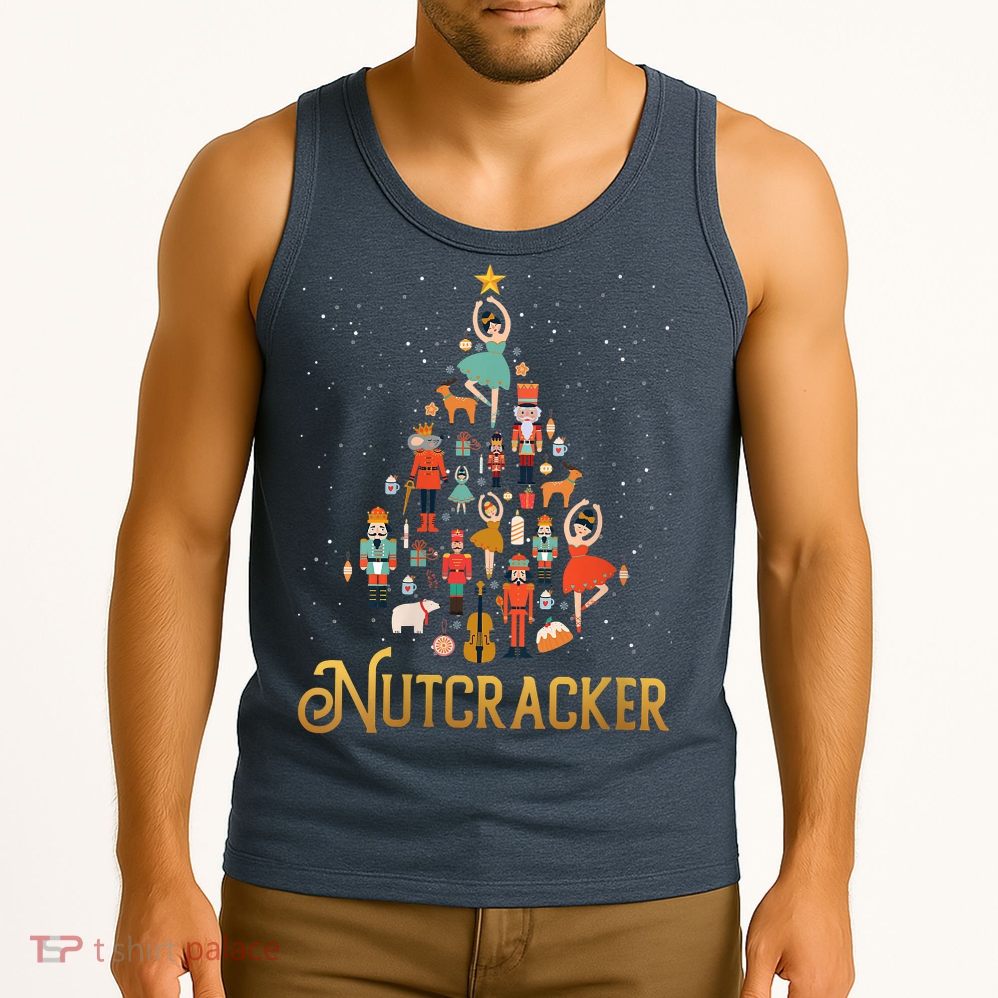 Retro Nutcracker Tree Ballet Dance Family Christmas Pajama Tank Top